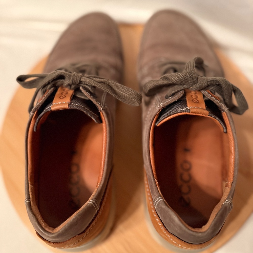ECCO Mens Kyle Casual Tie Sneakers Brown Nubuck Leather Low Top Shoes Size 44 - Picture 5 of 9